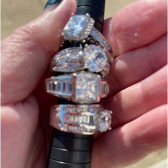 Cz ring bundle set in sterling silver marked 925 set of 4